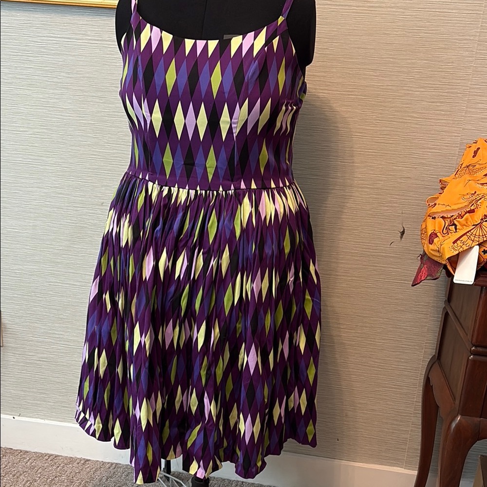 PUG Jenny dress in purple harlequin